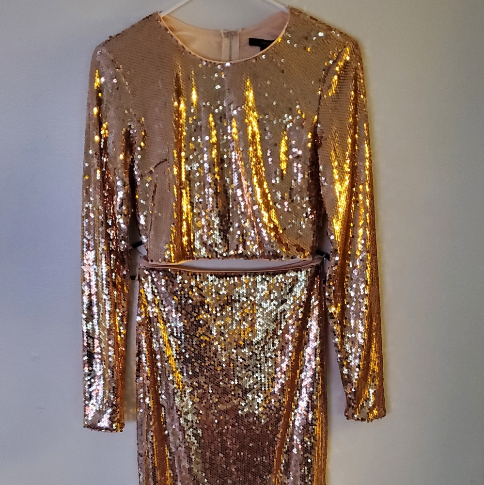 NWT Forever 21 2-piece rose gold sequin dress